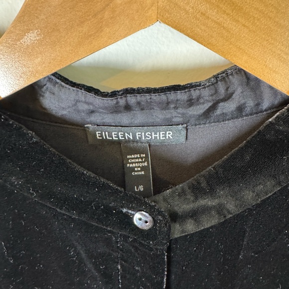 Eileen Fisher Black Velvet Mock Neck Tunic Top Sz. L - Picture 5 of 5